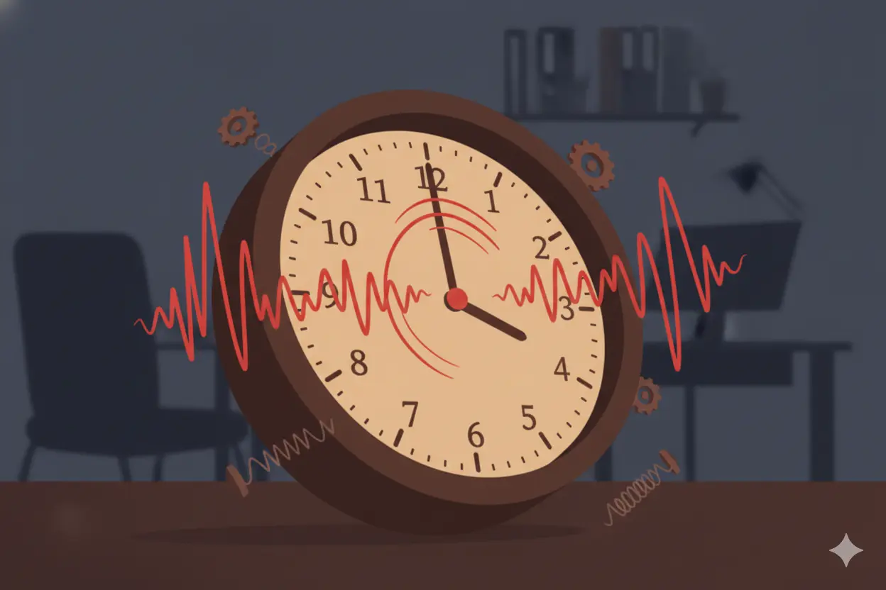 Close up of a clock or hourglass representing time pressure and deadlines