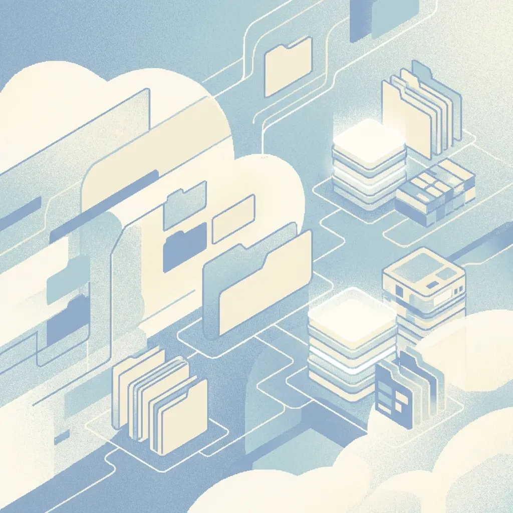Lofi style abstract representation of organizing files and folders