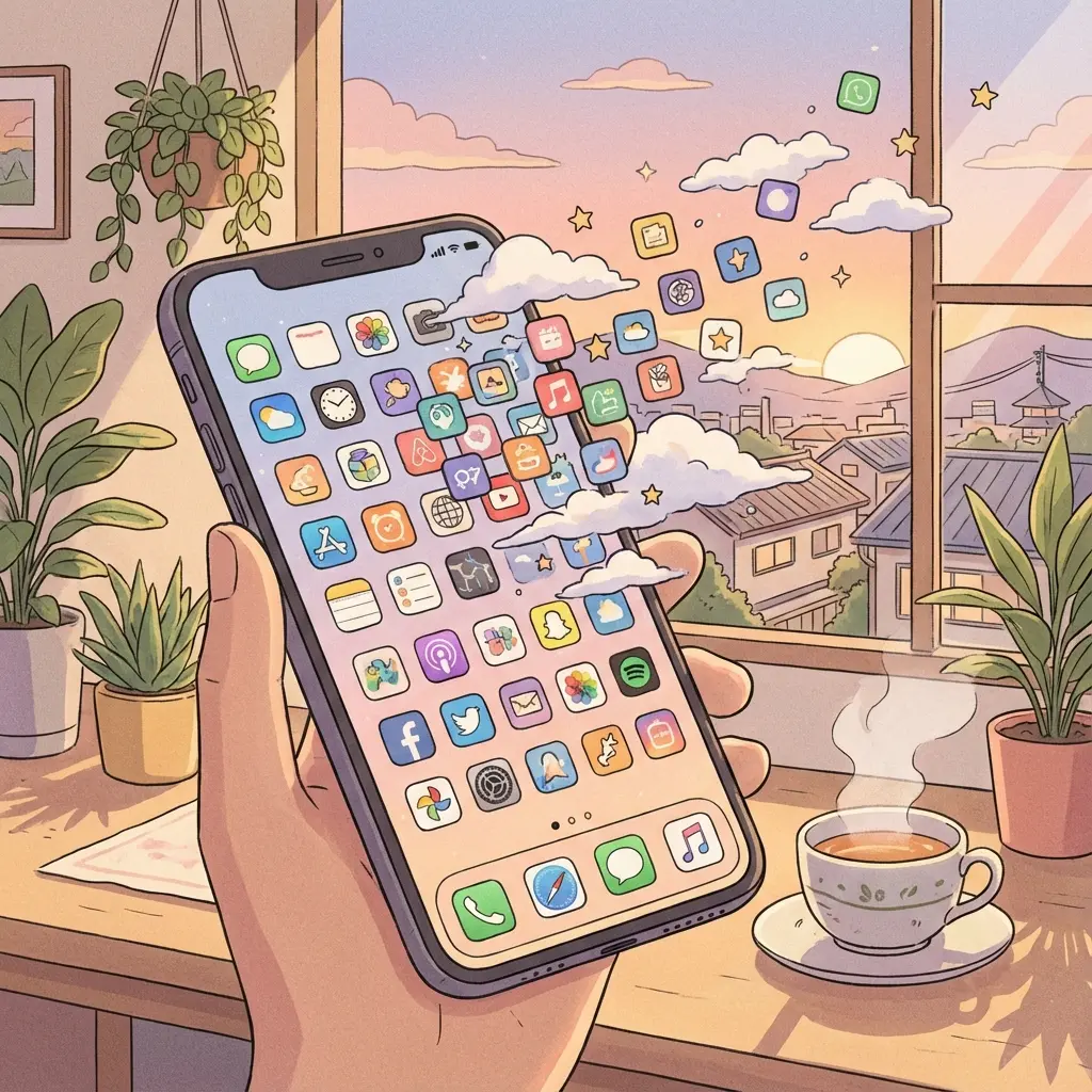 Person relaxing after decluttering digital devices and accounts