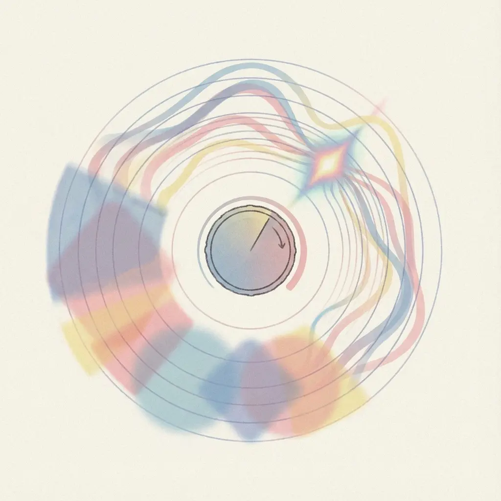 Abstract representation of finding the right frequency, tuning a radio dial