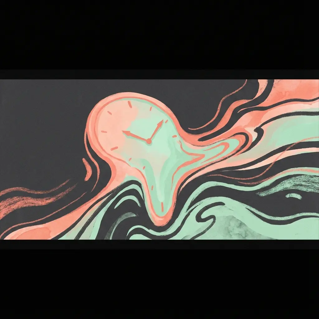 Abstract illustration of a peaceful, slow-moving pendulum in warm light