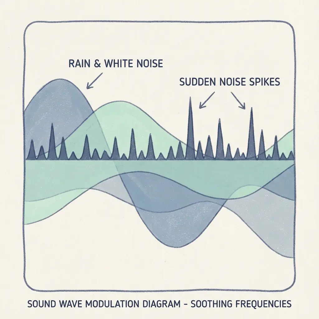 Visual representation of layering different ambient sounds for sleep